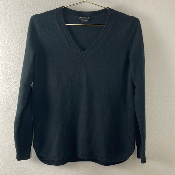 Theory Sweaters - Theory Dark Green Cashmere V Neck Sweater